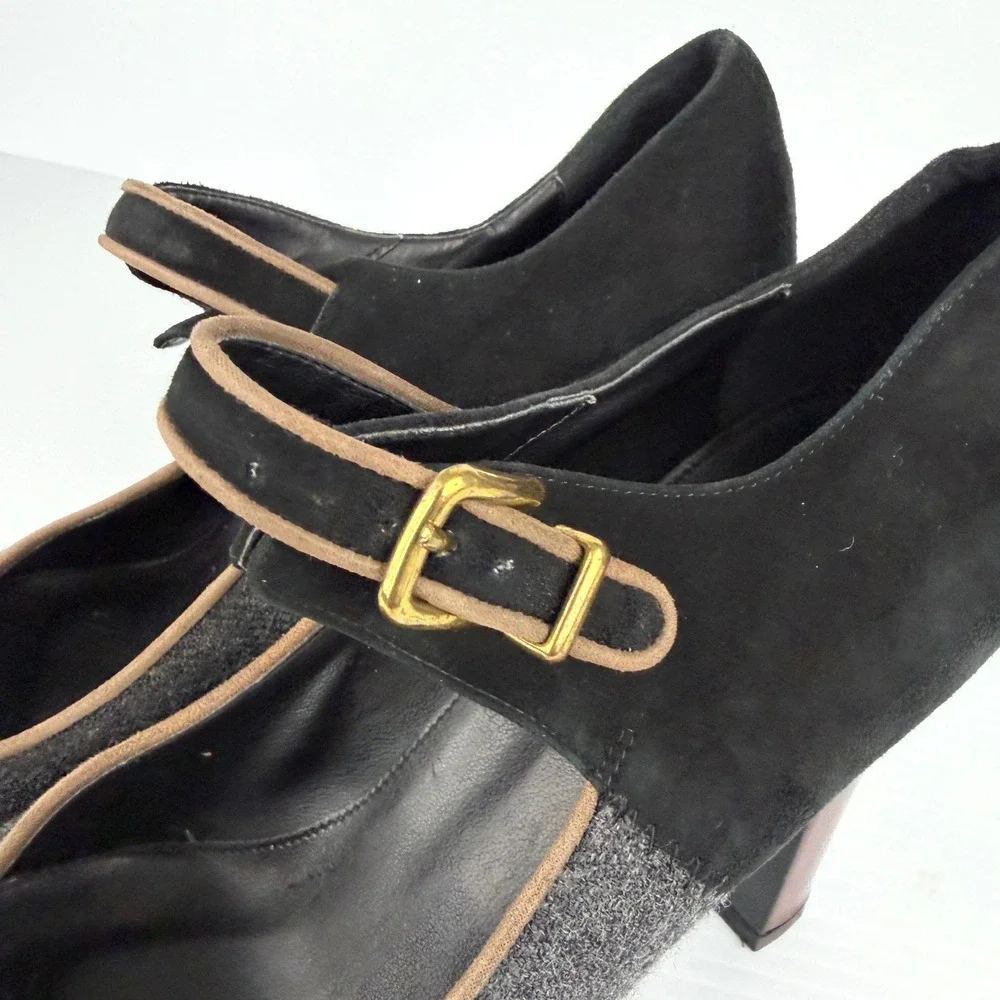 J.Crew Mary Jane Platform Dark Academia‎ Wool Peep Toe Preppy Heels Italy 8.5